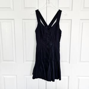 Ted Baker Yasmino Black Linen Blend Tiered Ruffle Mini Dress